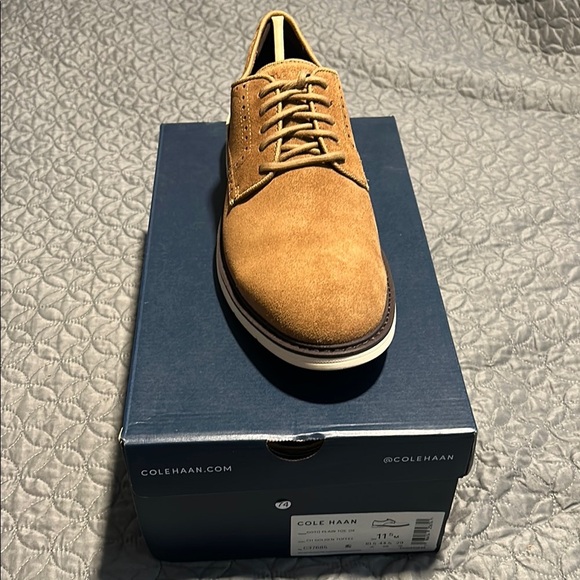 Cole Haan Men's Tan Suede Oxford Shoes - Picture 1 of 5